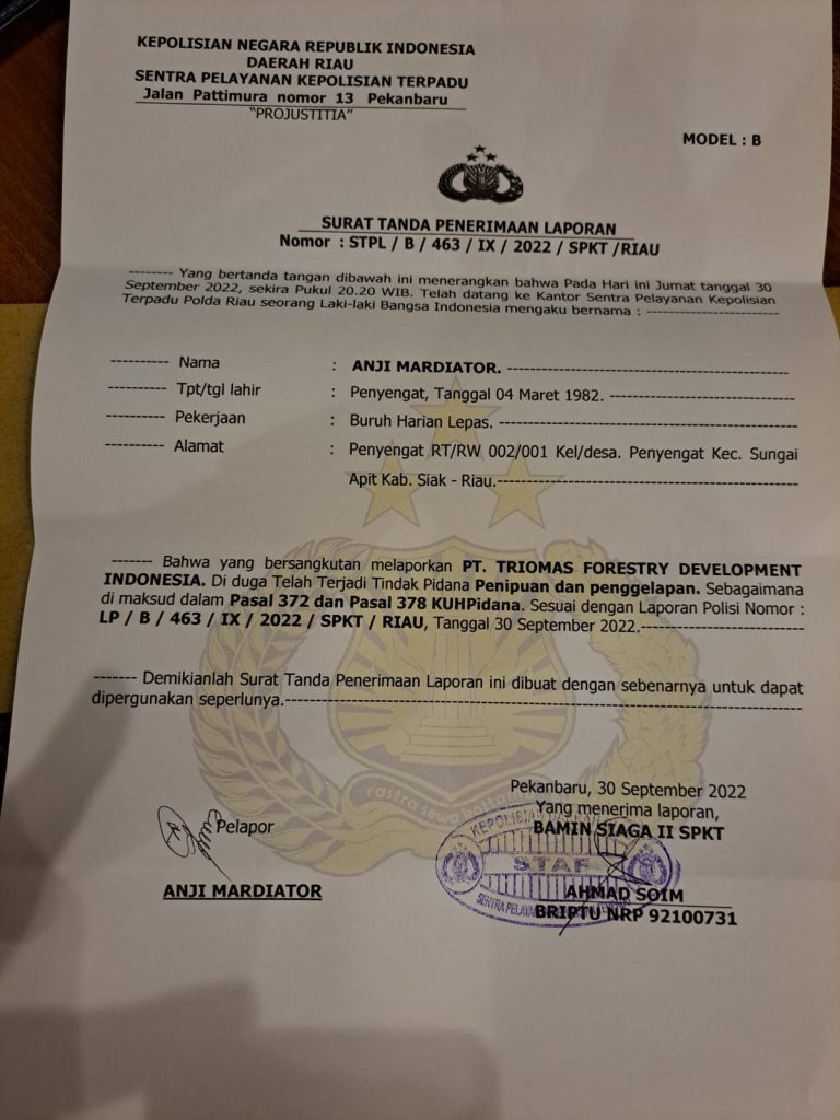 Koperasi Penyengat Resmi Laporkan PT TFDI Ke Polda Riau Dugan Penipuan Dan Penggelapan