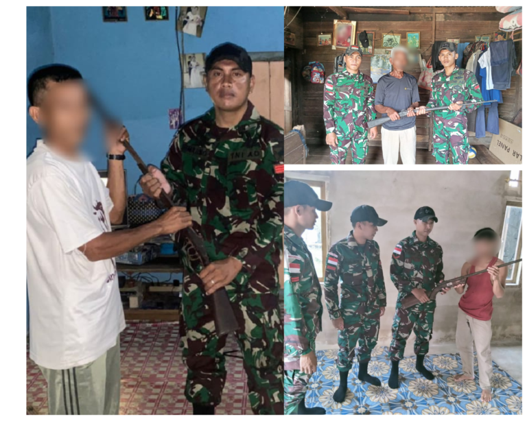11 Bulan Penugasan, Satgas Pamtas Yonif 645/GTY Terima 83 Pucuk Senpi Illegal Warga Perbatasan