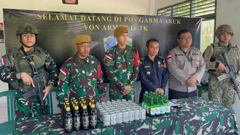Pasukan Yonarmed 16/TK Berhasil Amankan Miras Selundupan Asal Malaysia