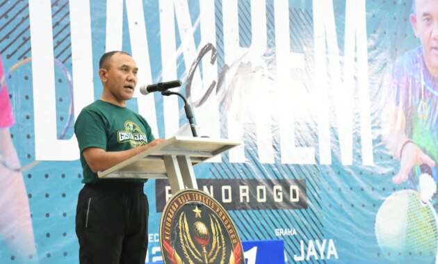 Danrem saat menutup kejuaraan di Graha Gista Jaya, Ponorogo, Sabtu (30/12/2023) malam.