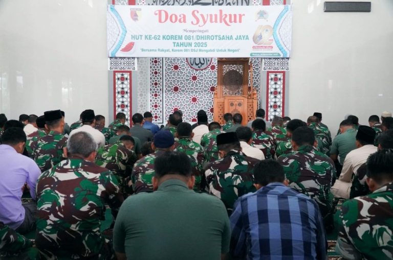 Jelang Usia ke-62, Korem 081/DSJ Gelar Doa Bersama Sebagai Momentum Perkuat Pengabdian