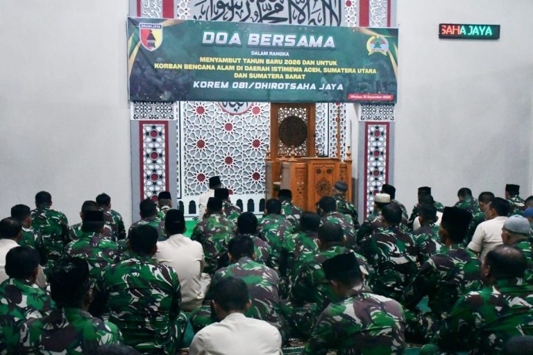 Doa Awal Tahun, Korem 081/DSJ Panjatkan Harapan untuk Korban Bencana di Sumatera